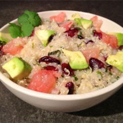 Quinoa Salad with Grapefruit Avocado and Arugula