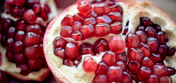 pomegranates sliced open